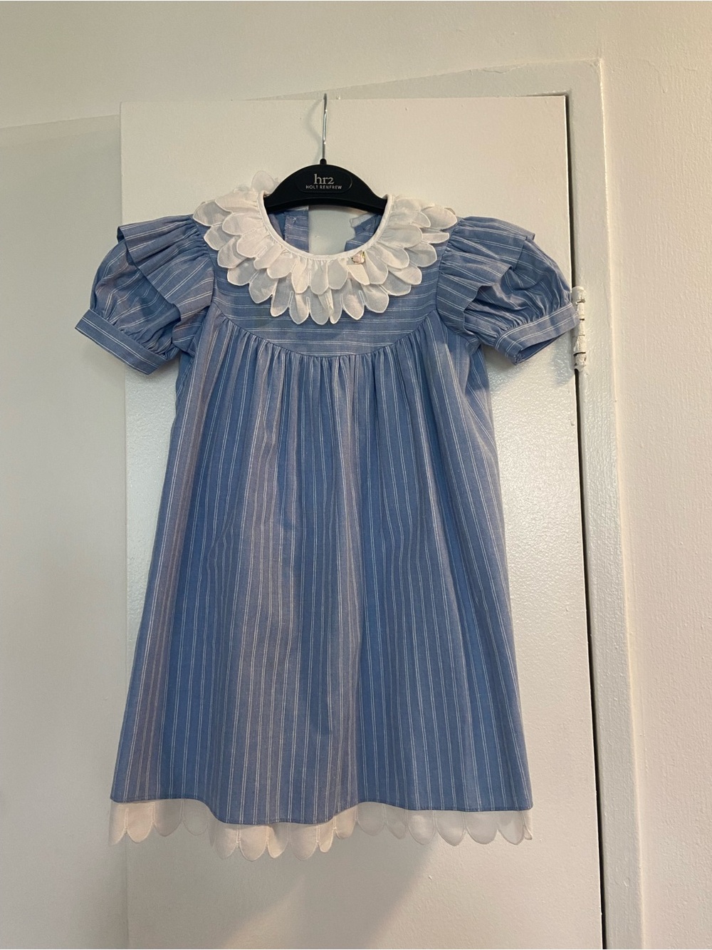 Girls Vintage Blue Striped Dress